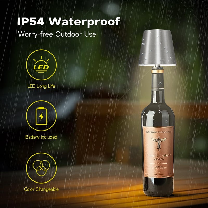 Hoide Store 2025 New Wireless Bottle Lamp - LED Bottle Lights for Liquor & Wine Bottles, Cordless Lampshade, Whiskey Bottle Top Light, Bottle Stopper Night Light Kit, Rechargeable RGB Remote & Touch-Dimmable - Image 4
